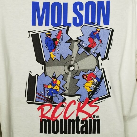 Molson Rocks the Mountain T Shirt Sz XL Vintage 90s Downhill Skiing Snowboarding - Picture 3 of 6